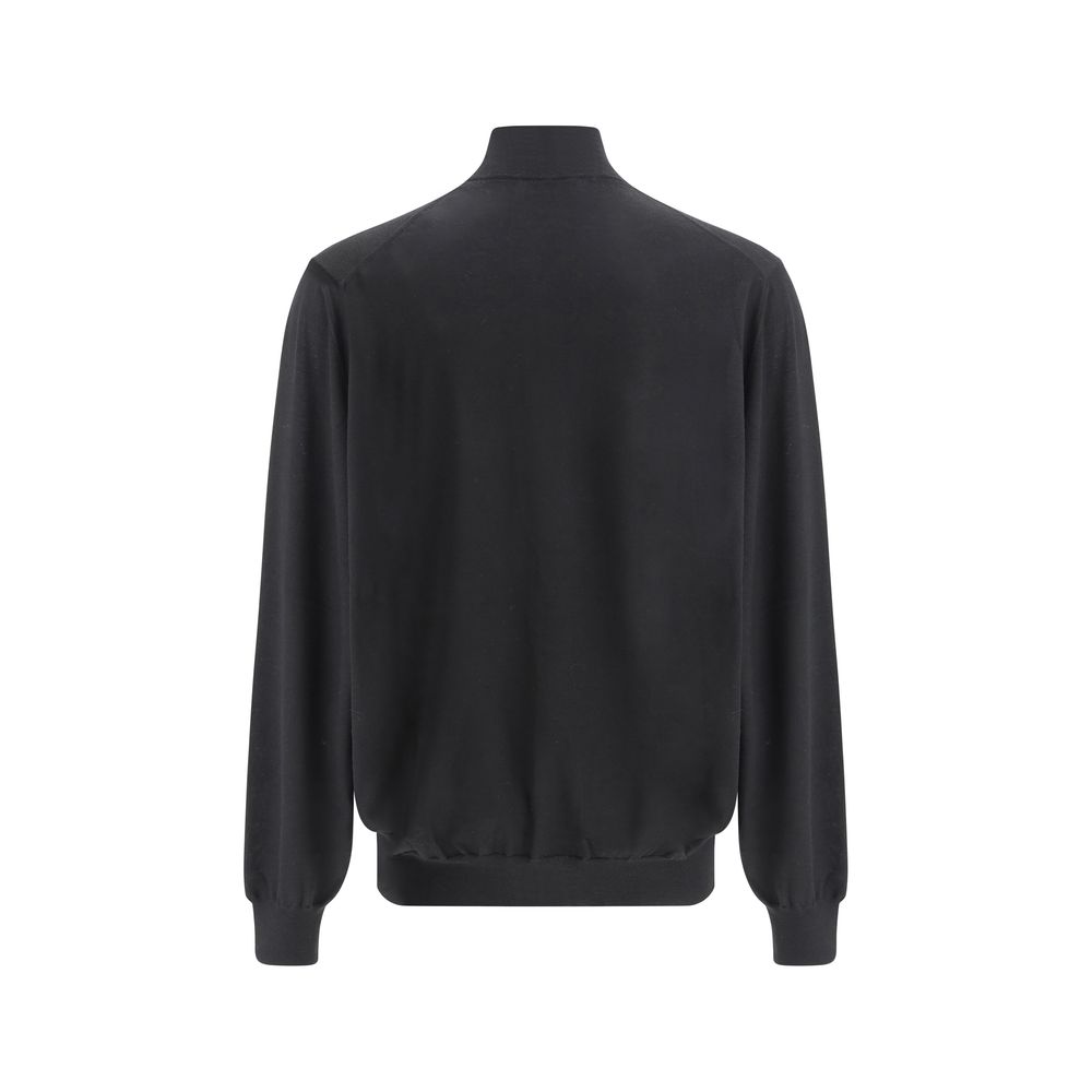 Black Fleece Wool Cardigan