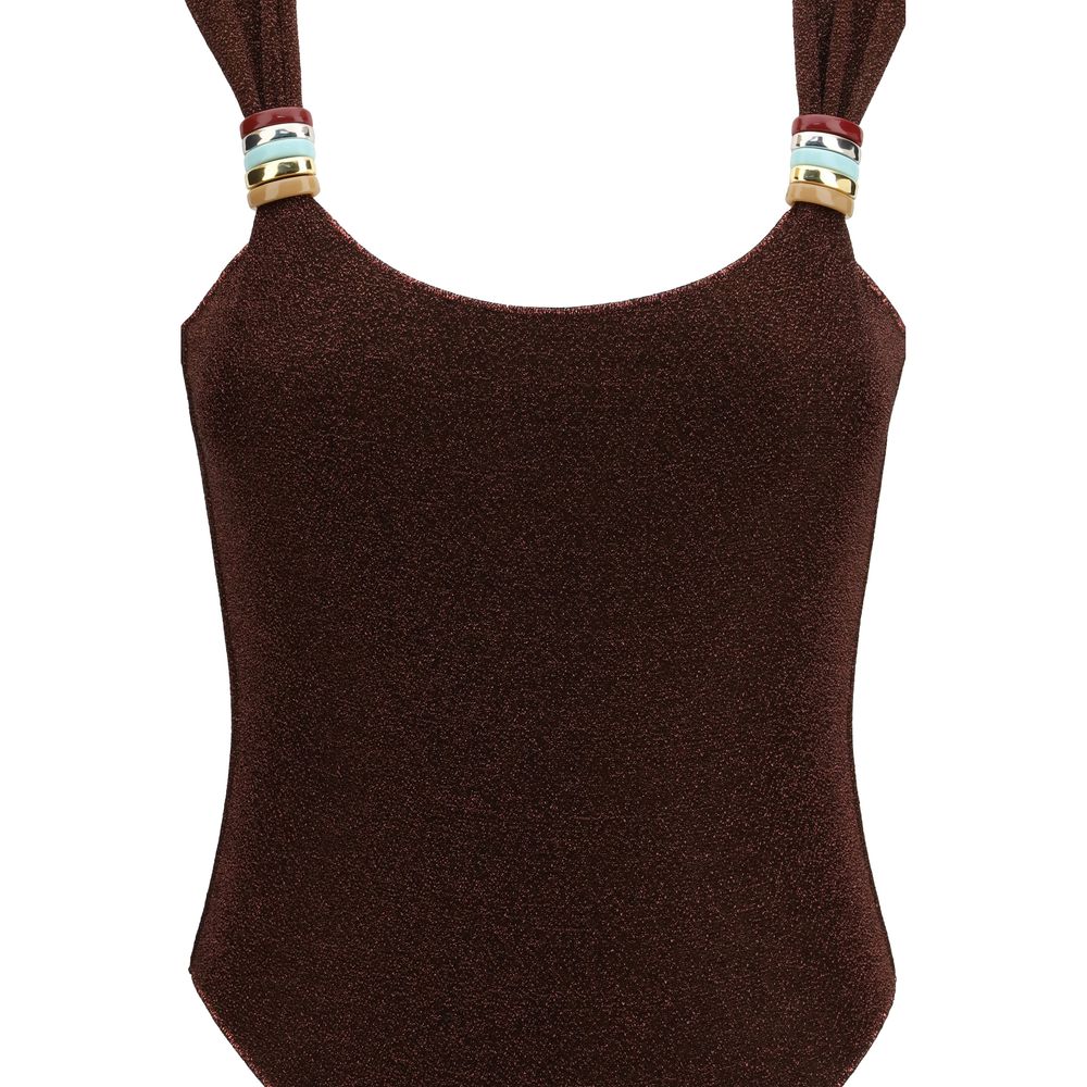 Brown Polyamide One-Piece Swimsuit