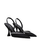 Black Satin Stiletto Heel Sandals