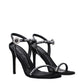 Black Satin Stiletto Heel Sandals