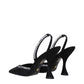 Black Satin Stiletto Heel Sandals