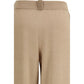 Beige Fleece Wool Casual Pants