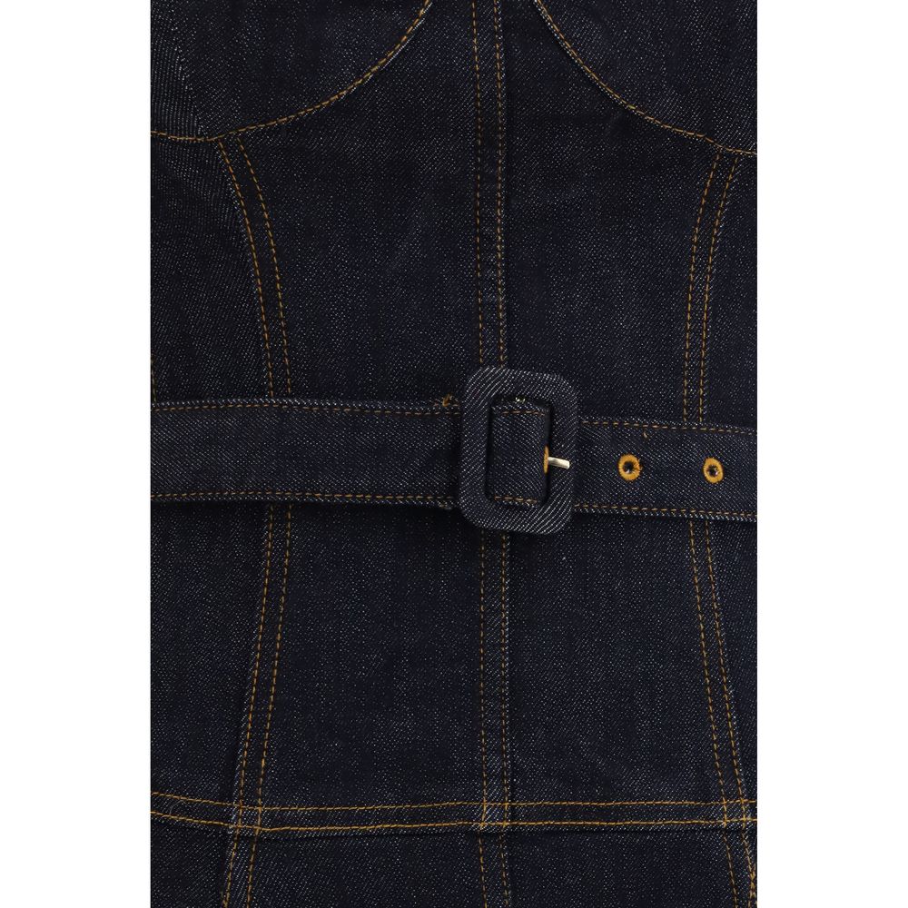 Blue Cotton Casual Dress