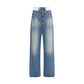 Light Blue Cotton Straight-Leg Jeans