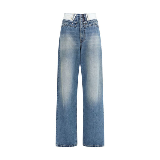 Light Blue Cotton Straight-Leg Jeans