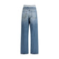 Light Blue Cotton Straight-Leg Jeans