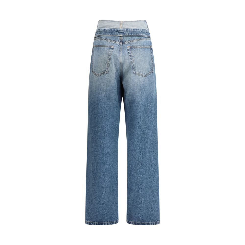 Light Blue Cotton Straight-Leg Jeans