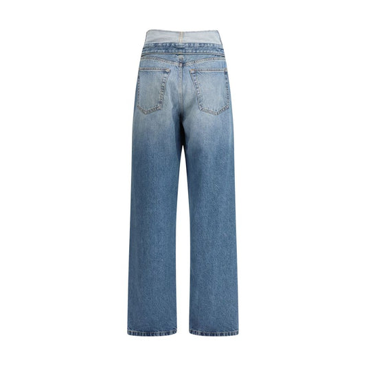 Light Blue Cotton Straight-Leg Jeans