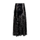 Black Polyester Midi Skirt