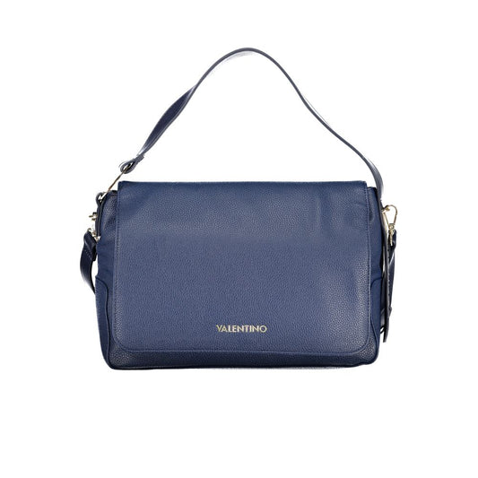 Blue Polyurethane Women Shoulder Bag