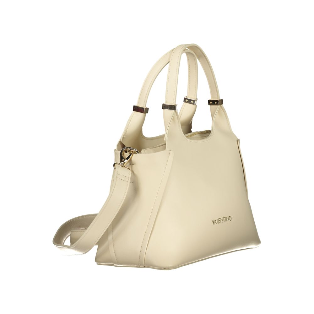 Beige Polyurethane Women Handbag