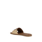 Beige Calf Leather Bos Taurus Flat Sandals