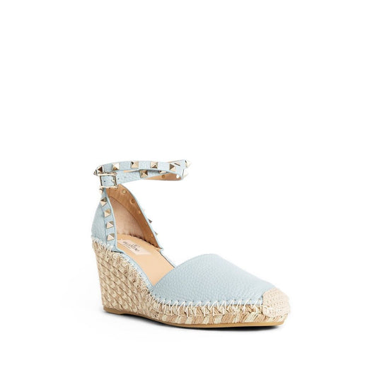 Blue Calfskin Wedge Sandals