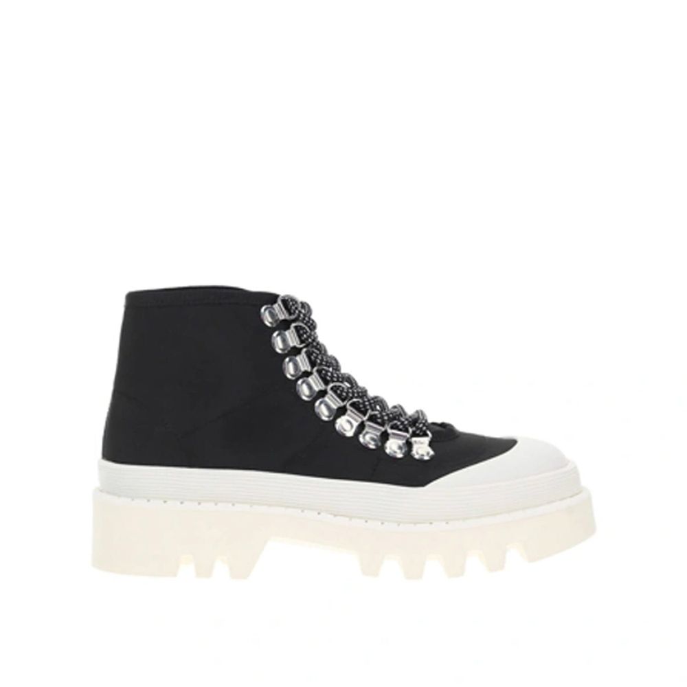 Black Canvas Lace-Up Boots
