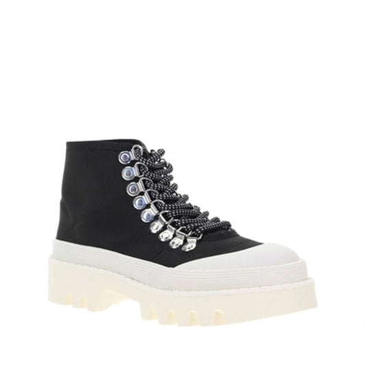 Black Canvas Lace-Up Boots