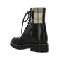Black Cotton Lace-Up Boots