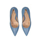 Blue Leather High Heel Pumps