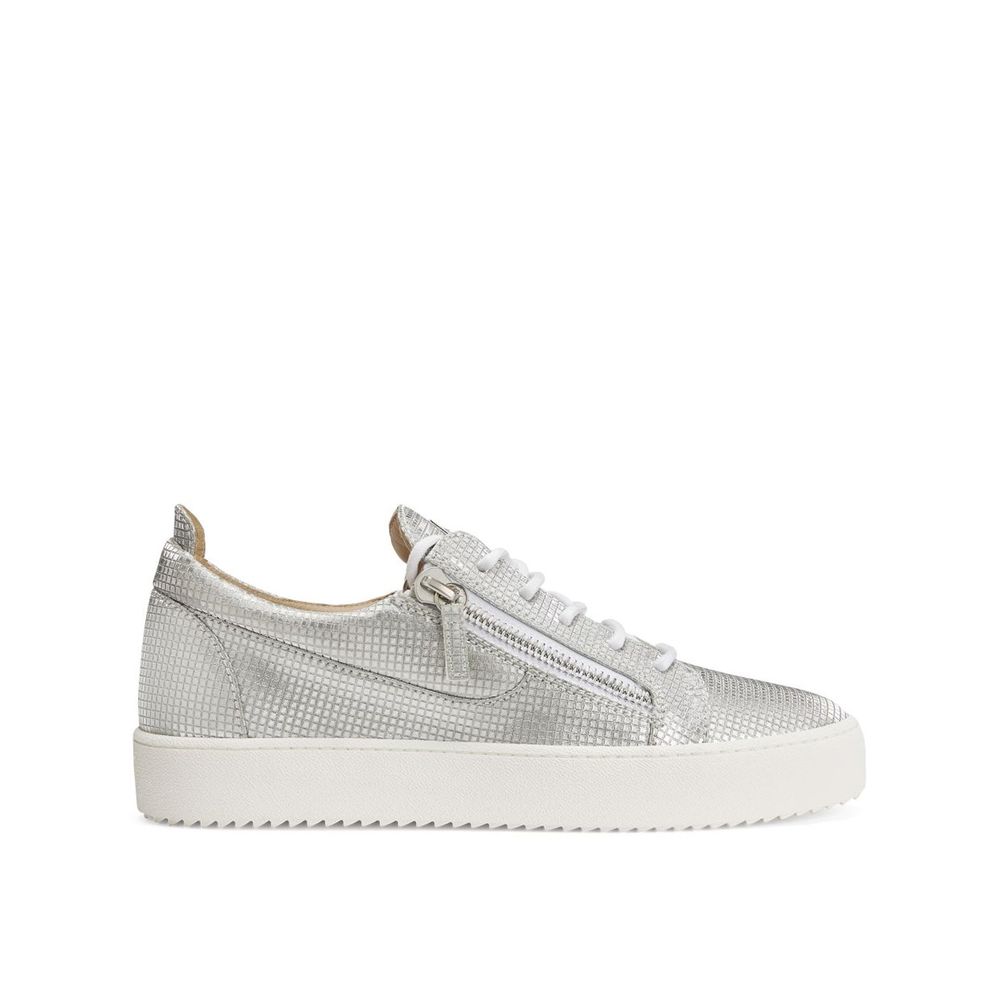 Silver Fabric Low Top Sneakers