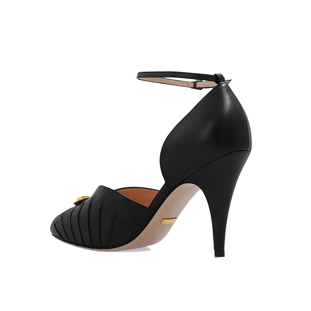 Black Leather Platform Pumps