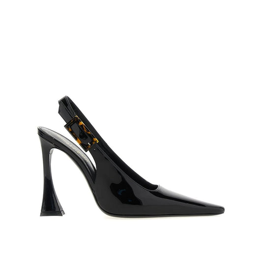 Black Calfskin Platform Pumps