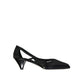 Black Silk Mid Heel Pumps