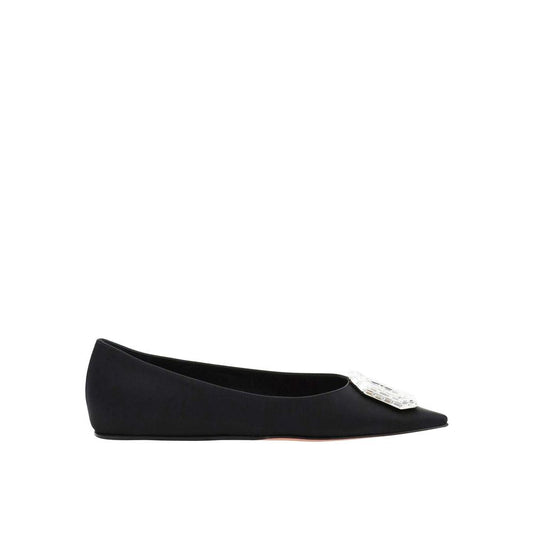 Black Silk Ballet Flats