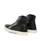Black Calfskin High Top Sneakers