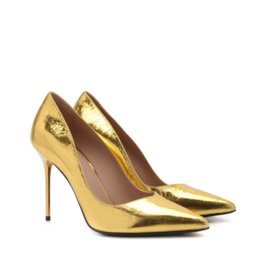 Gold Calfskin Pumps