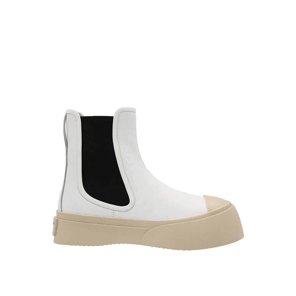 White Calfskin Chelsea Boots