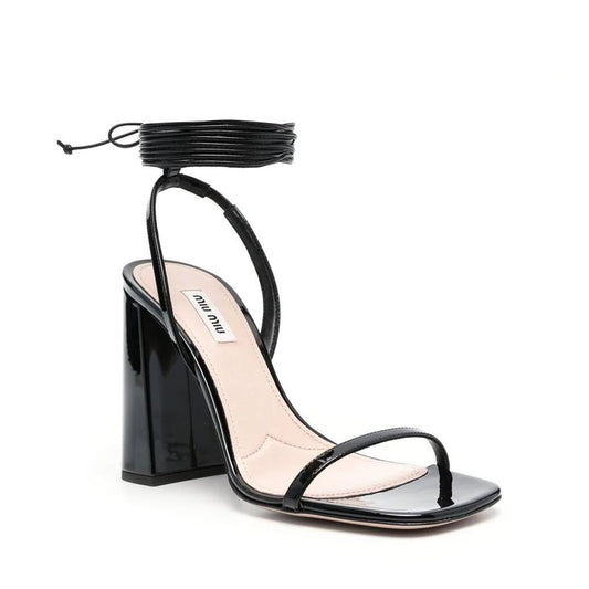 Black Calfskin Platform Sandals