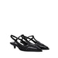 Black Calfskin Mid Heel Pumps