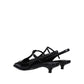 Black Calfskin Mid Heel Pumps