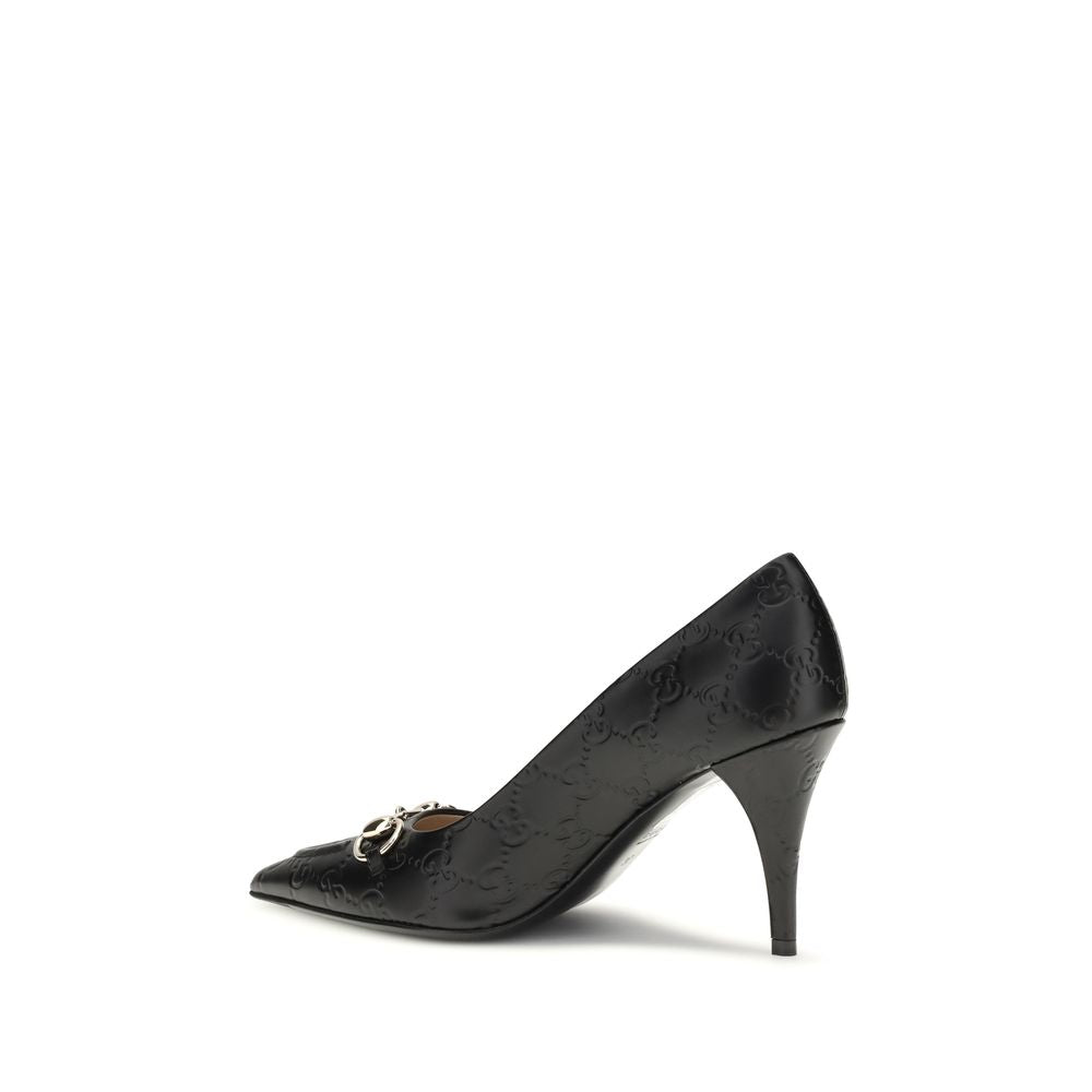 Black Calf Leather Bos Taurus Mid Heel Pumps