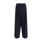 Blue Polyester Casual Pants