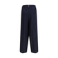 Blue Polyester Casual Pants