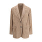 Beige Calf Leather Bos Taurus Coat