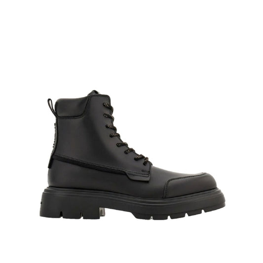 Black Calfskin Lace-Up Boots