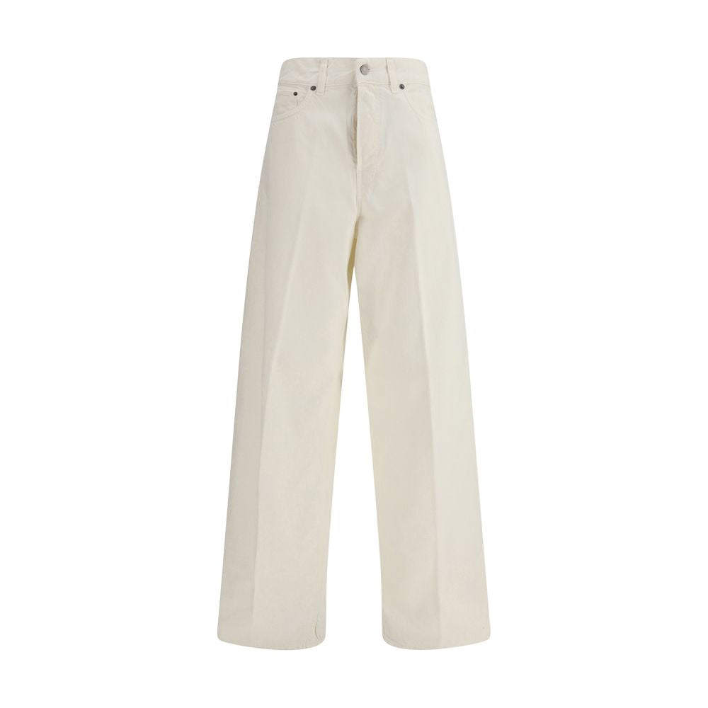 White Cotton Straight-Leg Jeans