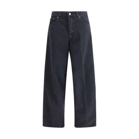 Black Cotton Straight-Leg Jeans