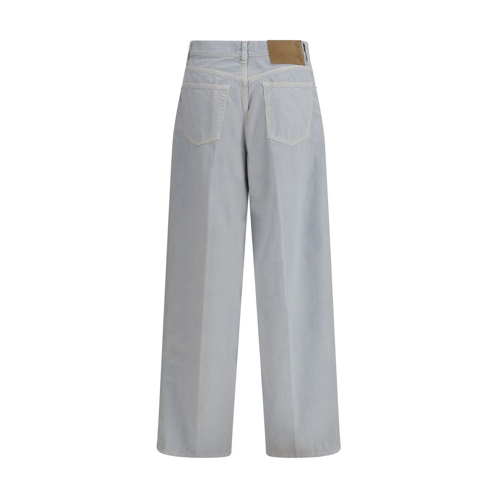 Light Blue Cotton Straight-Leg Jeans