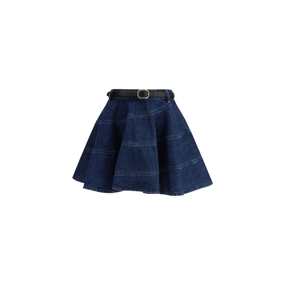 Blue Cotton Mini Skirt