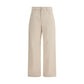 Beige Cotton Casual Pants