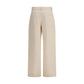 Beige Cotton Casual Pants