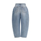 Blue Cotton Straight-Leg Jeans