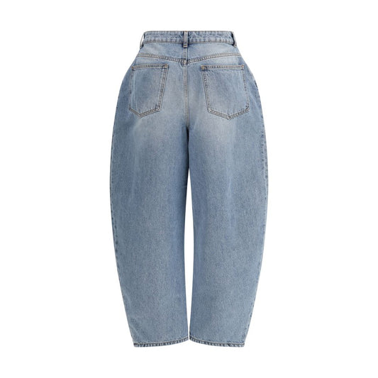 Blue Cotton Straight-Leg Jeans