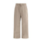 Beige Cotton Casual Pants