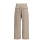 Beige Cotton Casual Pants