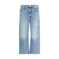 Blue Cotton Cropped Jeans