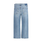 Blue Cotton Cropped Jeans