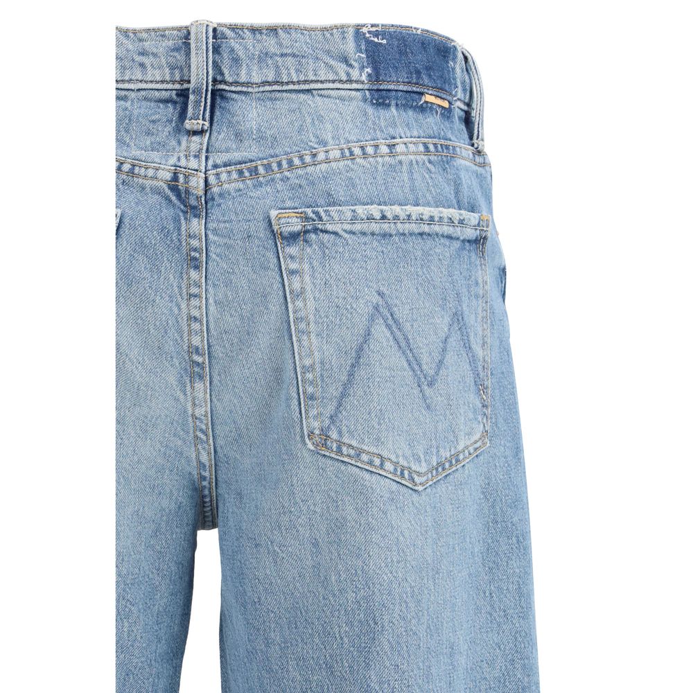 Blue Cotton Cropped Jeans